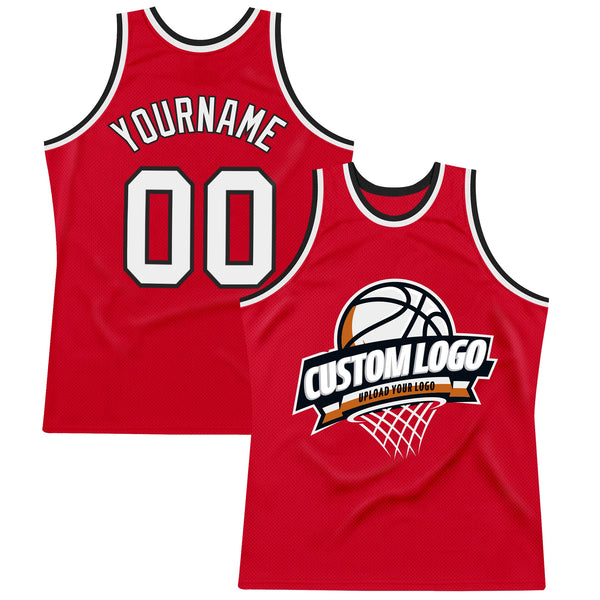 Custom Basketball Jersey - Red White-Black Authentic Throwback