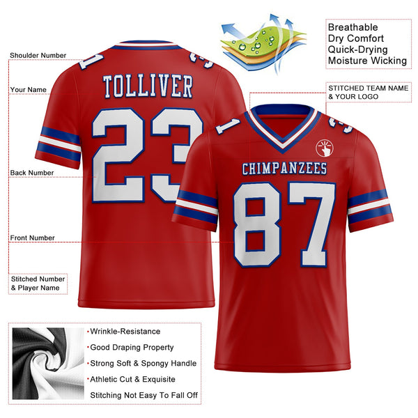 Custom Football Jersey - Red White-Royal Authentic