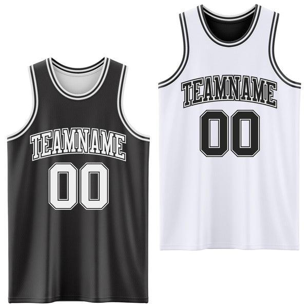 Custom Basketball Jersey - Reversible Black White Double Side Sublimation Set