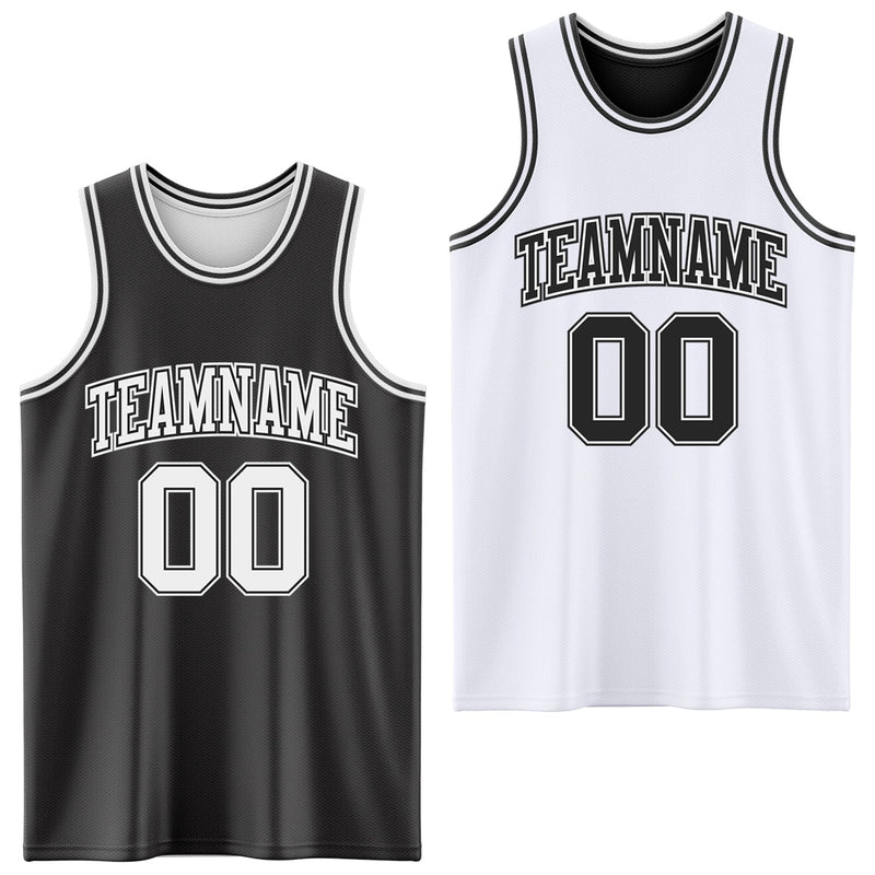 Custom Basketball Jersey - Reversible Black White Double Side Sublimation Set