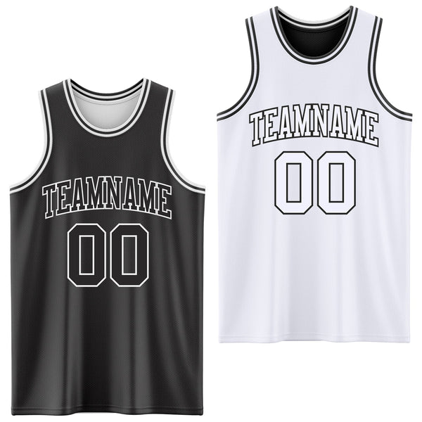 Custom Basketball Jersey - Reversible Black White Double Side Sublimation Set