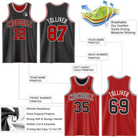 Custom Basketball Jersey - Reversible Black Red-White Double Side Sublimation Set