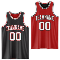 Custom Basketball Jersey - Reversible Black White-Red Double Side Sublimation Set