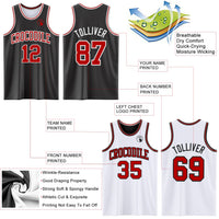 Custom Basketball Jersey - Reversible Black Red-White Double Side Sublimation Set