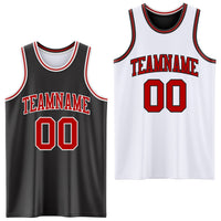 Custom Basketball Jersey - Reversible Black Red-White Double Side Sublimation Set