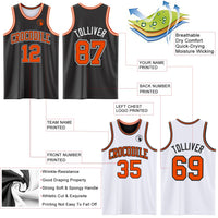 Custom Basketball Jersey - Reversible Black Orange-White Double Side Sublimation Set
