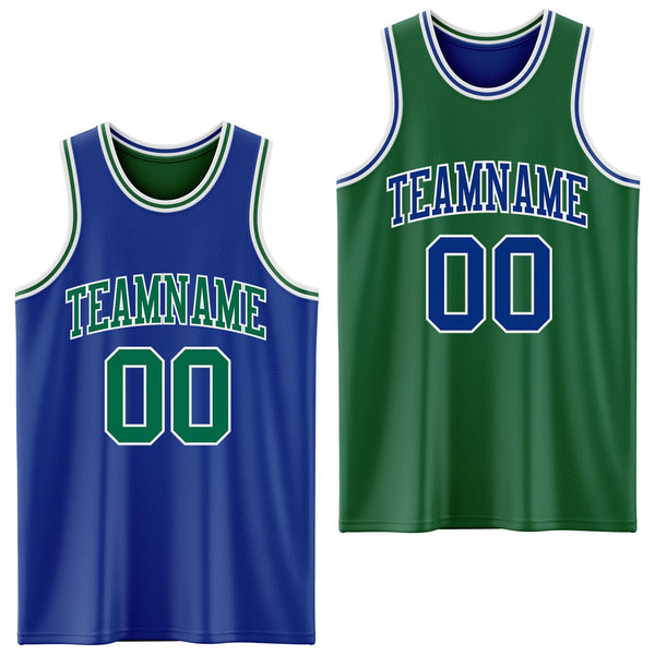 Custom Basketball Jersey - Royal Kelly Green-White Reversible Double Side Sublimation Set