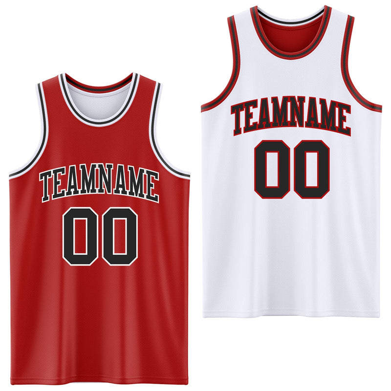 Custom Basketball Jersey - Red Black-White Reversible Double Side Sublimation Set