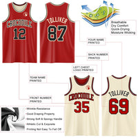 Custom Basketball Jersey - Red Black-Cream Reversible Double Side Sublimation Set