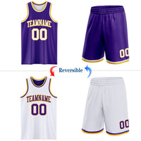 Custom Basketball Jersey - Purple White-Gold Reversible Double Side Sublimation Set