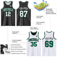 Custom Basketball Jersey - Reversible Black White-Kelly Green Double Side Sublimation Set