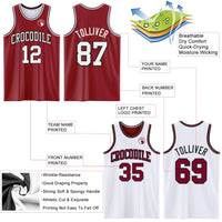 Custom Basketball Jersey - Reversible Maroon White-Black Double Side Sublimation Set