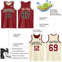 Custom Basketball Jersey - Reversible Maroon Black-Cream Double Side Sublimation Set