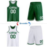 Custom Basketball Jersey - Reversible Kelly Green White Double Side Sublimation Set