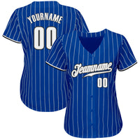 Custom Baseball Jersey - Royal White Pinstripe White-Black Authentic