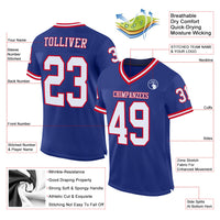 Custom Football Jersey - Royal White-Red Mesh Authentic Throwback