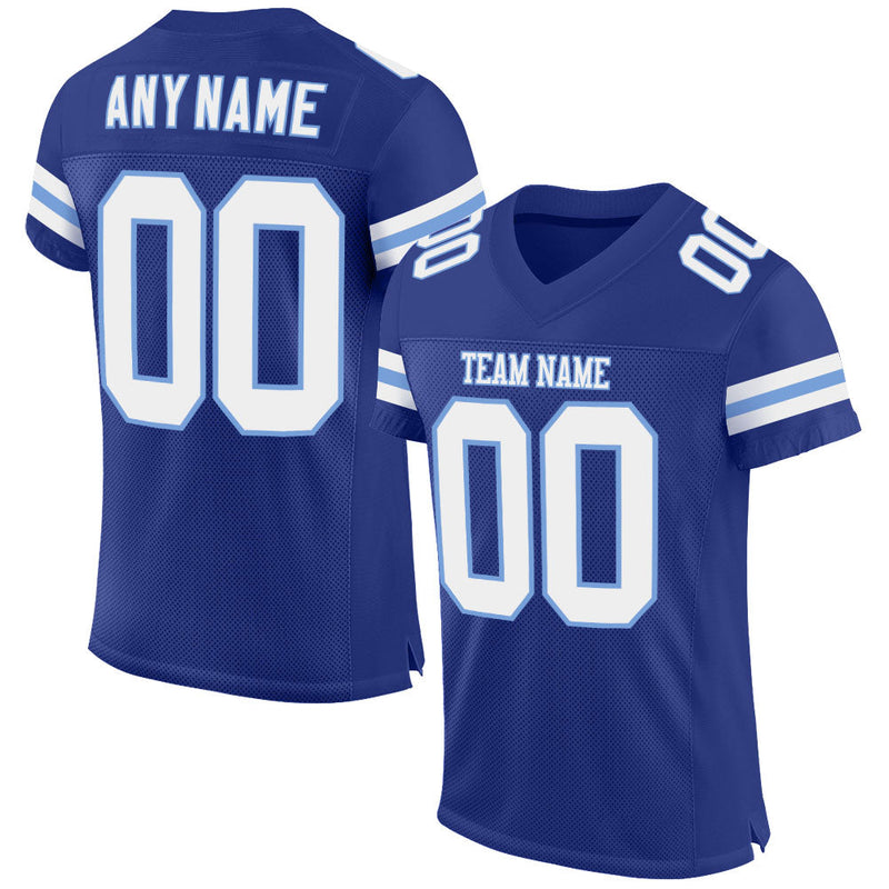 Custom Football Jersey - Royal White-Light Blue Mesh Authentic
