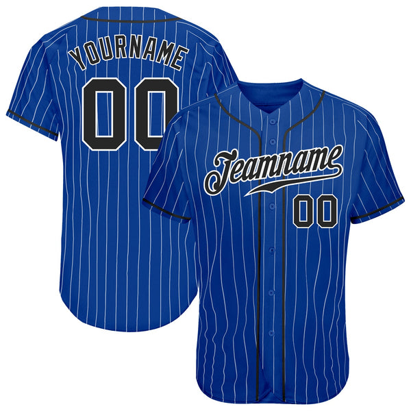 Custom Baseball Jersey - Royal White Pinstripe Black-White Authentic