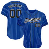 Custom Baseball Jersey - Royal White Pinstripe Black-White Authentic