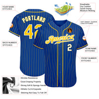 Custom Baseball Jersey - Royal Gold Pinstripe Gold-White Authentic