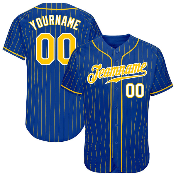 Custom Baseball Jersey - Royal Gold Pinstripe Gold-White Authentic