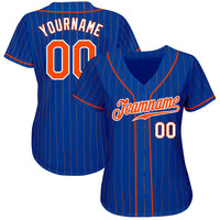 Custom Baseball Jersey - Royal Orange Pinstripe Orange-White Authentic