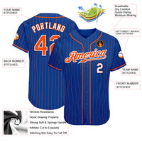 Custom Baseball Jersey - Royal Orange Pinstripe Orange-White Authentic