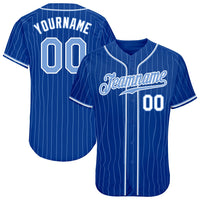 Custom Baseball Jersey - Royal Light Blue Pinstripe Light Blue-White Authentic