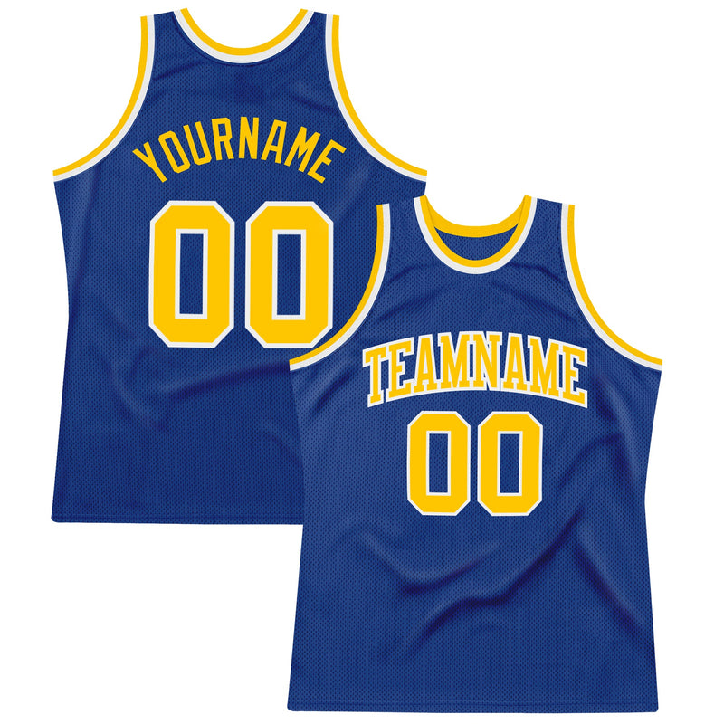 Custom Basketball Jersey - Royal Gold-White Authentic Throwback