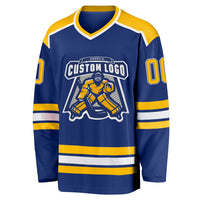Custom Hockey Jersey - Royal Gold-White