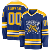 Custom Hockey Jersey - Royal Gold-White