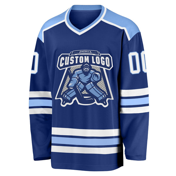 Custom Hockey Jersey - Royal White-Light Blue