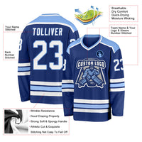 Custom Hockey Jersey - Royal White-Light Blue