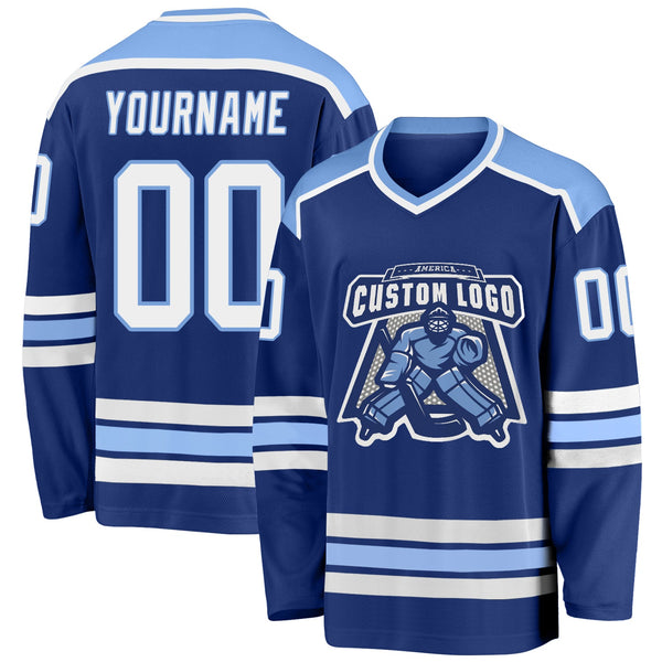 Custom Hockey Jersey - Royal White-Light Blue