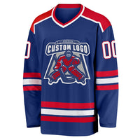 Custom Hockey Jersey - Royal Red-White