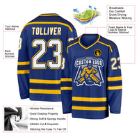 Custom Hockey Jersey - Royal White Navy-Gold
