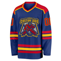 Custom Hockey Jersey - Royal Red-Gold