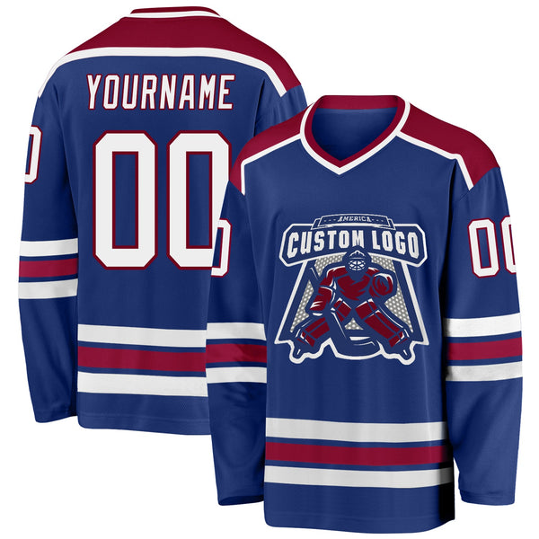 Custom Hockey Jersey - Royal White-Maroon