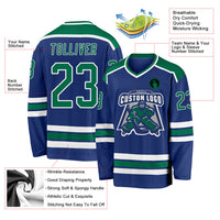 Custom Hockey Jersey - Royal Kelly Green-White
