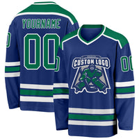 Custom Hockey Jersey - Royal Kelly Green-White