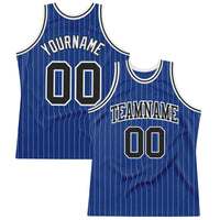 Custom Basketball Jersey - Royal White Pinstripe Black-White Authentic