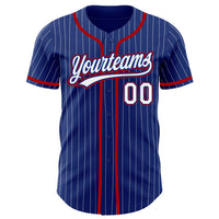 Custom Baseball Jersey - Royal White Pinstripe Red Authentic