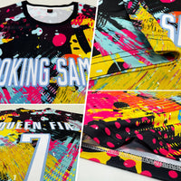 Custom Soccer Jersey - Graffiti Pattern White-Light Blue Sublimation Uniform