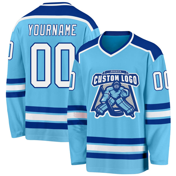 Custom Hockey Jersey - Sky Blue White-Royal