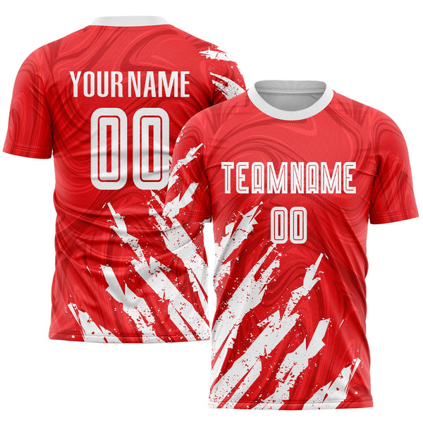 Custom Soccer Jersey - Red White Sublimation Uniform