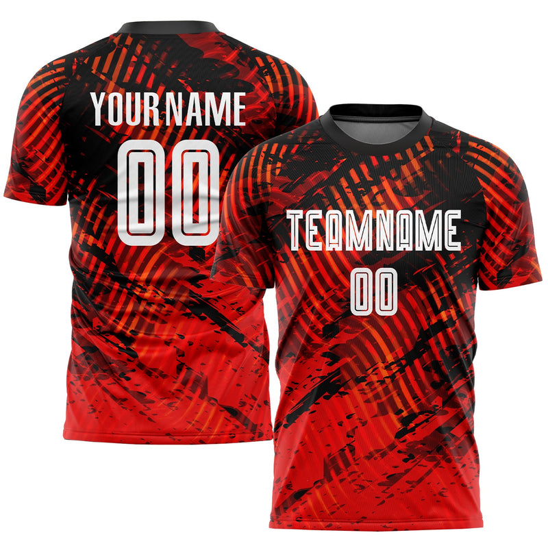 Custom Soccer Jersey - Red White-Black Sublimation Uniform