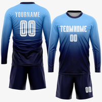 Custom Soccer Jersey - Light Blue White-Navy Sublimation Fade Fashion Uniform