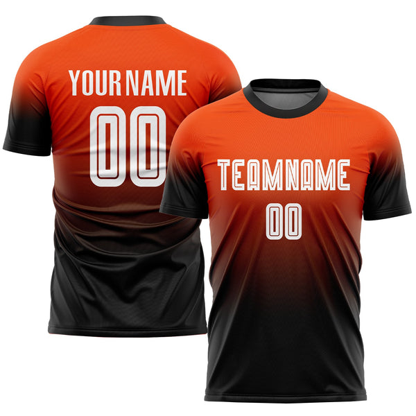 Custom Soccer Jersey - Orange White-Black Sublimation Fade Fashion Uniform
