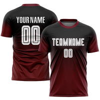 Custom Soccer Jersey - Black White-Crimson Sublimation Fade Fashion Uniform