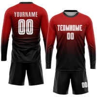 Custom Soccer Jersey - Red White-Black Sublimation Fade Fashion Uniform